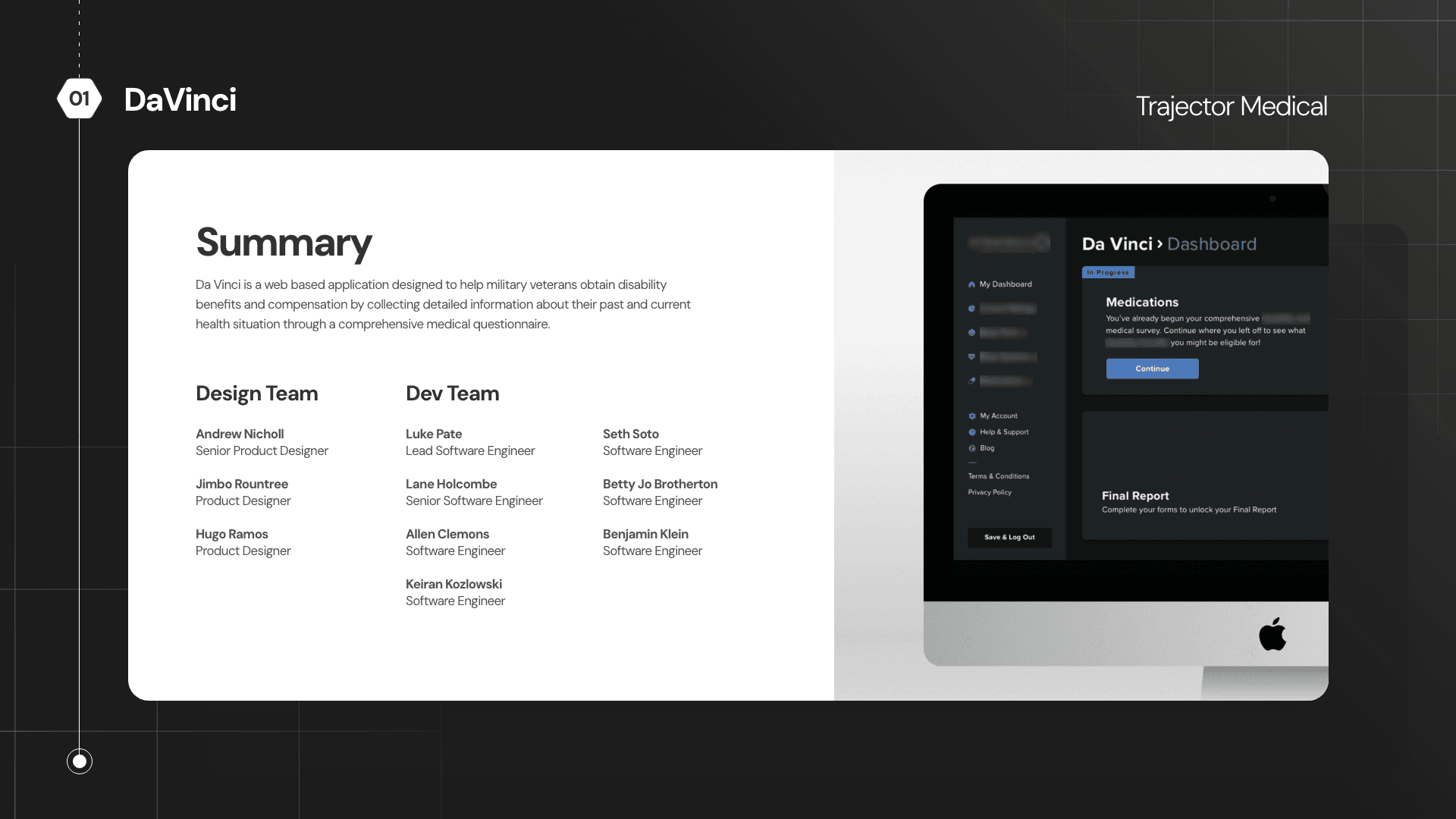 DaVinci project summary and team overview