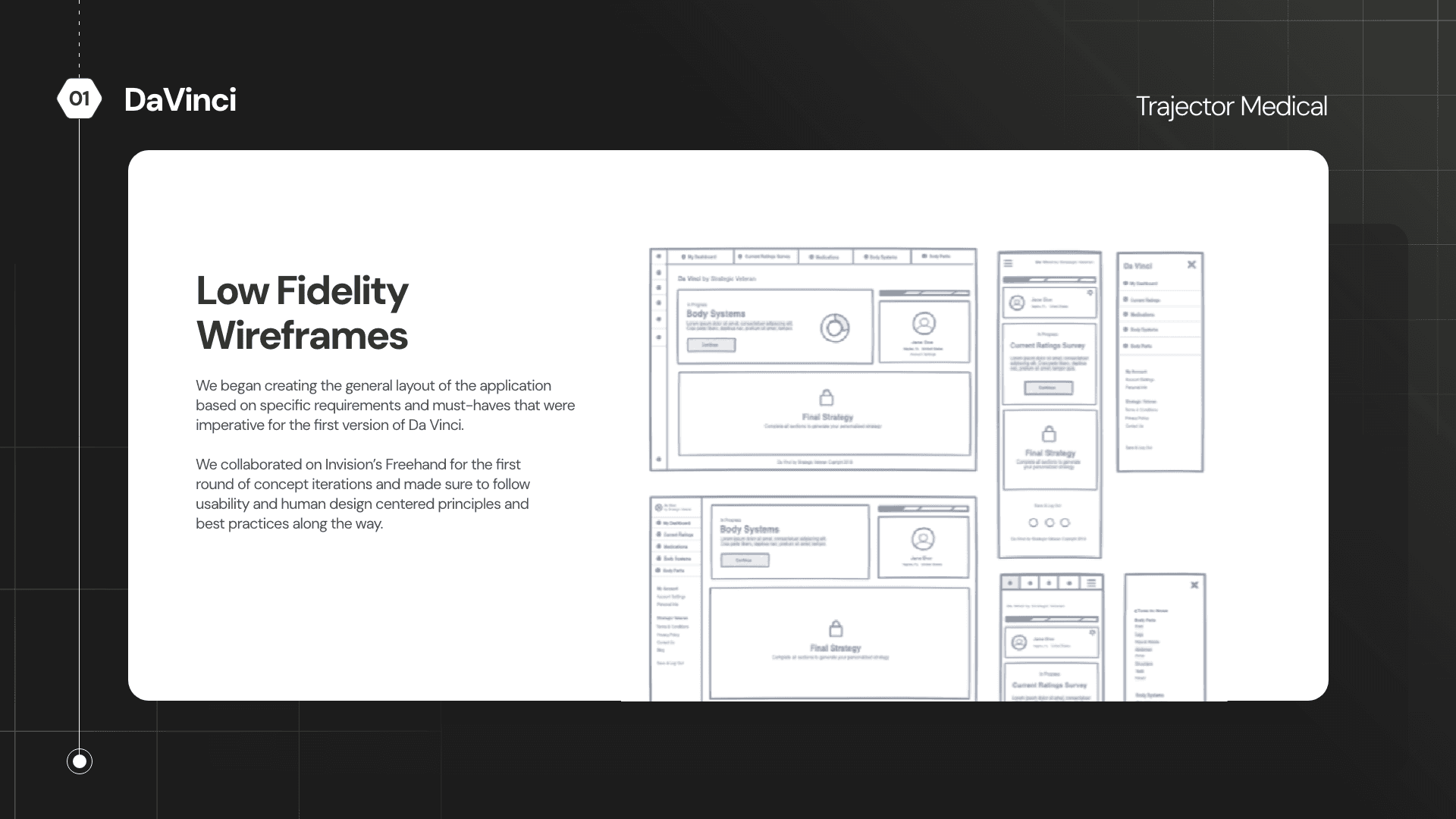 Low fidelity wireframes