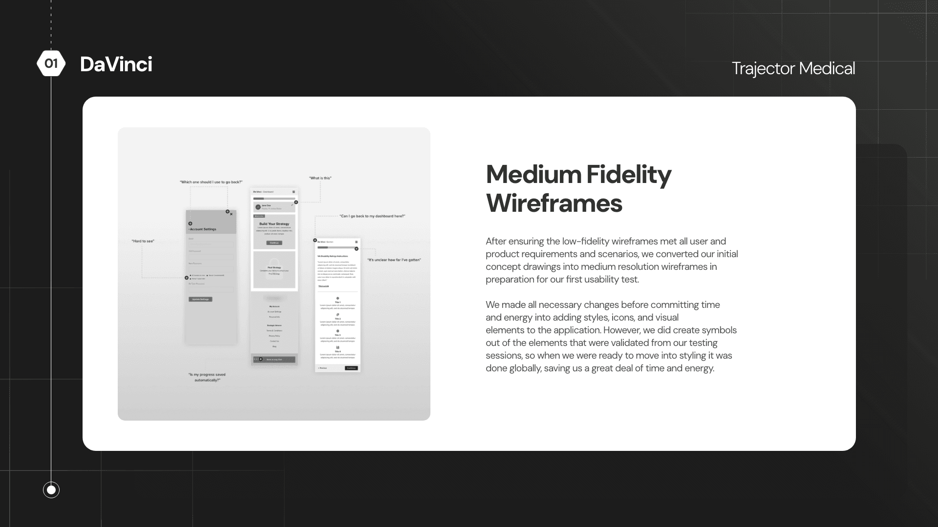 Medium fidelity wireframes