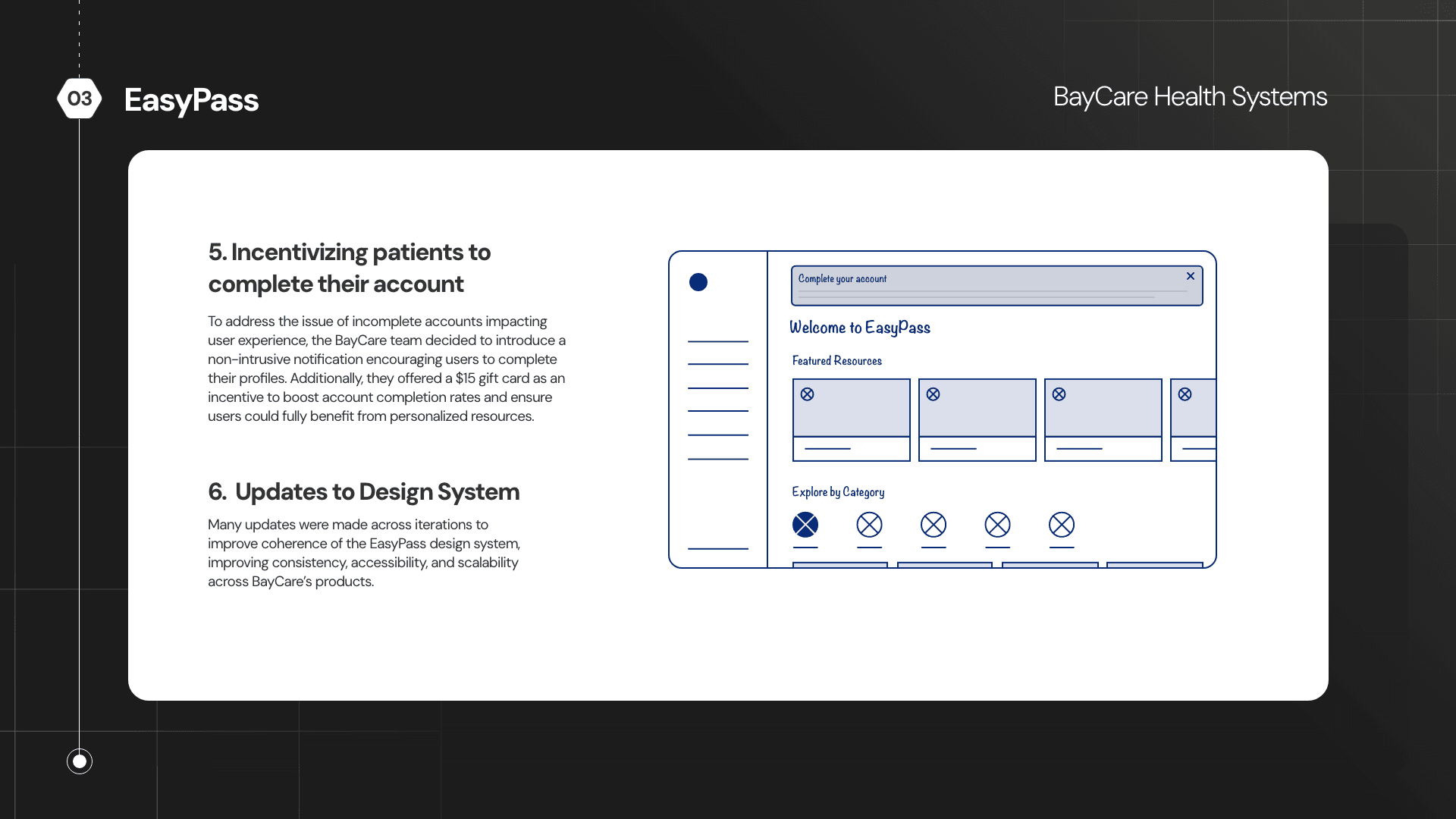 Wireframe — incentivizing account completion