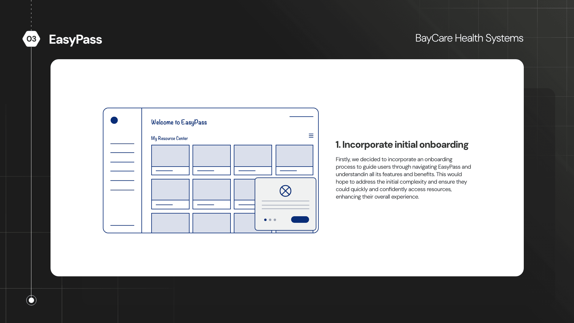 Wireframe — incorporate initial onboarding