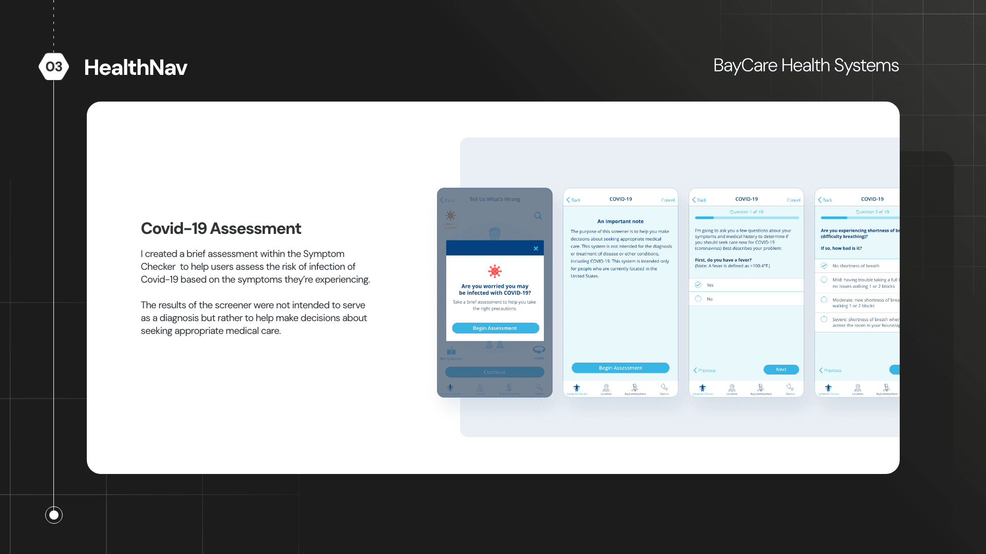 Covid-19 assessment flow within symptom checker