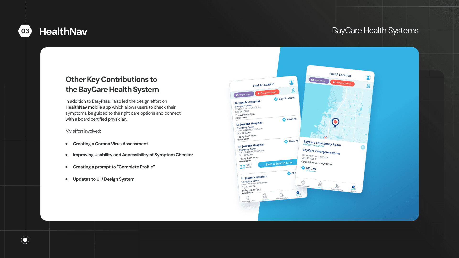 HealthNav app overview with key contributions