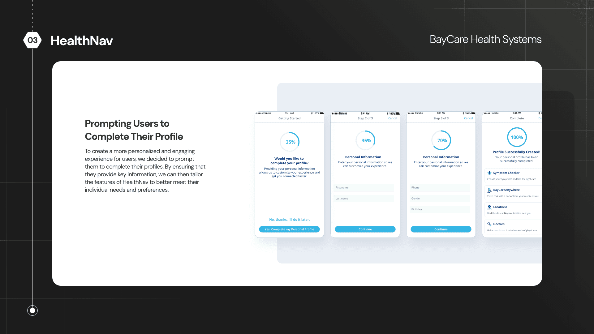 Prompting users to complete their profile